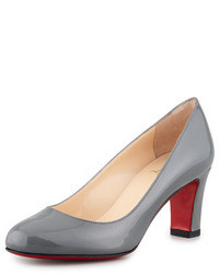 Christian Louboutin Mistica Low Heel Red Sole Pump Gray
