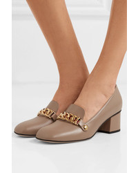 Gucci Sylvie Chain Embellished Leather Pumps