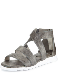 Eileen Fisher Zone Strappy Leather Sandal Graphite