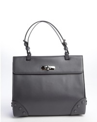 Armani Dark Grey Calfskin Top Handle Tote Bag