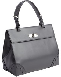 Armani Dark Grey Calfskin Top Handle Tote Bag