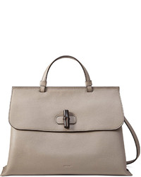 Gucci Bamboo Daily Leather Top Handle Bag Light Gray