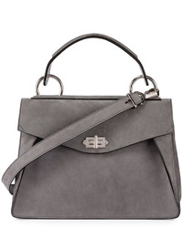 Proenza Schouler Hava Medium Nubuck Top Handle Satchel Bag Gray