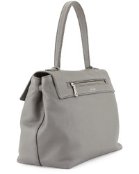 Prada Medium Leather Half Flap Satchel Bag Gray