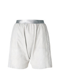 Grey Leather Shorts