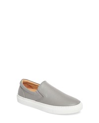 Grey Leather Slip-on Sneakers