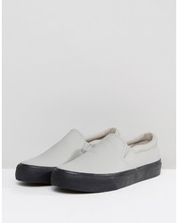 Asos Slip On Sneakers In Gray With Chunky Black Sole