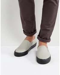 Asos Slip On Sneakers In Gray With Chunky Black Sole