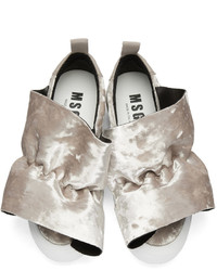 MSGM Taupe Velvet Ruched Trim Slip On Sneakers