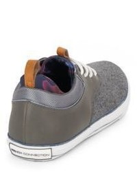 French Connection Leather Flannel Lace Up Sneakers