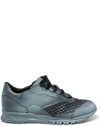 Lanvin Spray Paint Effect Mesh And Leather Sneakers