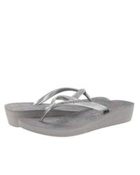 Grey Leather Thong Sandals