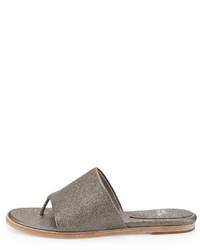 Eileen Fisher Edge Leather Thong Sandal Pewter