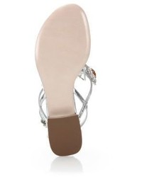 Miu Miu Jeweled Metallic Leather Thong Sandals