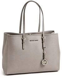 Grey Leather Tote Bag