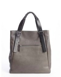 Salvatore Ferragamo Dark Grey Pebbled Leather Tote Bag