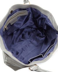 Neiman Marcus Faux Leather Colorblock Tote Bag Grayecru