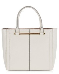 Topshop Halo Bar Handle Faux Leather Tote Grey