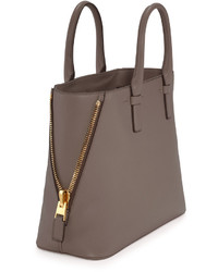 Tom Ford Jennifer Small Trap Leather Tote Bag Gray