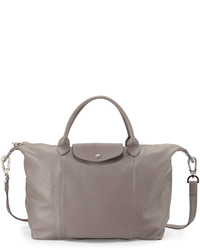 Longchamp Le Pliage Cuir Tote Bag With Strap Gray