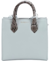 Balenciaga Light Pink Leather And Python Mini All Afternoon Convertible Tote Bag