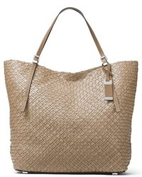 Michael Kors Michl Kors Large Hutton Woven Leather Tote Grey