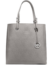 MICHAEL Michael Kors Michl Michl Kors Jet Set Travel Medium Leather Multifunction Tote Bag Pearl Gray