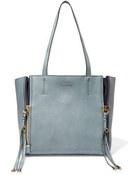 Chloé Milo Suede Trimmed Leather Tote Gray Green