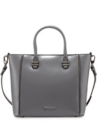 Charles Jourdan Mindi Zip Trim Leather Tote Bag Gray