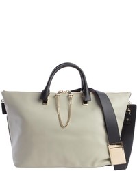 Chloé Pale Grey And Black Leather Baylee Convertible Tote