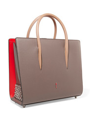 Christian Louboutin Paloma Medium Spiked Textured And Patent Leather Tote
