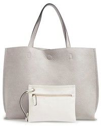 Street Level Reversible Faux Leather Tote Wristlet Grey