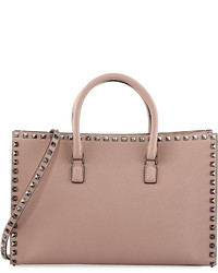 Valentino Rockstud Leather Top Handle Tote Bag