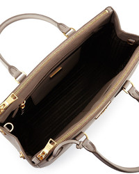 Prada Saffiano Double Zip Executive Tote Bag Gray