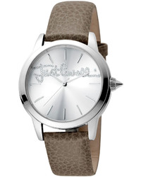 Just Cavalli 36mm Logo Watch W Leather Strap Gray