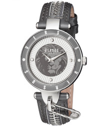 Versus By Versace 37mm Key Biscayne Ii Watch W Leather Zipper Strap Gray