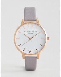 Olivia Burton Gray Lilac Large White Dial Leather Watch
