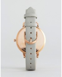 Olivia Burton Gray Parlour Leather Watch