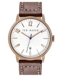 Ted Baker London Round Leather Strap Watch 42mm