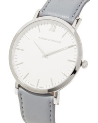 Larsson & Jennings Lugano Leather And Stainless Steel Watch Light Gray