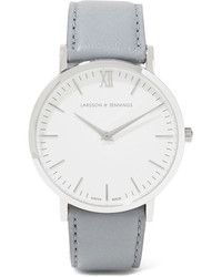Larsson & Jennings Lugano Leather And Stainless Steel Watch Light Gray