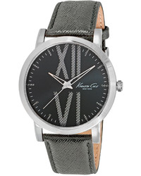 Kenneth Cole New York Stainless Steel Gray Leather Strap Watch 435mm 10014816