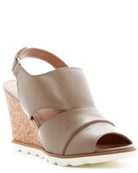 Grey Leather Wedge Sandals