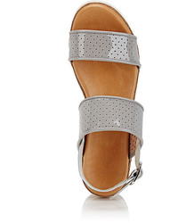 Barneys New York Perforated Patent Leather Platform Wedge Sandals