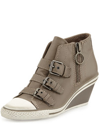 Ash Gin Bis Buckled Leather Wedge Sneaker Perkish
