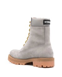Vetements Trucker Logo Patch Lace Up Ankle Boots