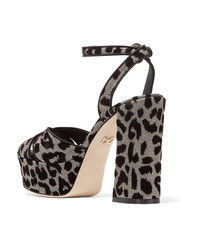 Dolce & Gabbana Flocked Metallic Canvas Platform Sandals