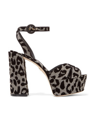 Dolce & Gabbana Flocked Metallic Canvas Platform Sandals