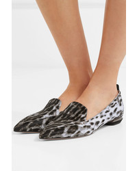 Nicholas Kirkwood Beya Leopard Print Calf Hair Point Toe Flats