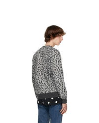 Wacko Maria White And Grey Mohair Leopard Jacquard Guilty Parties Cardigan